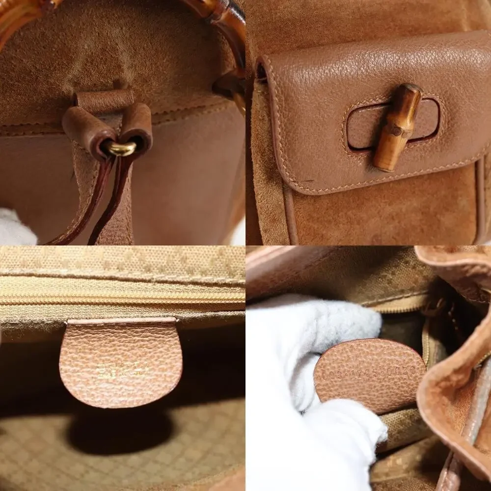 Gucci Bamboo Suede Backpack Brown